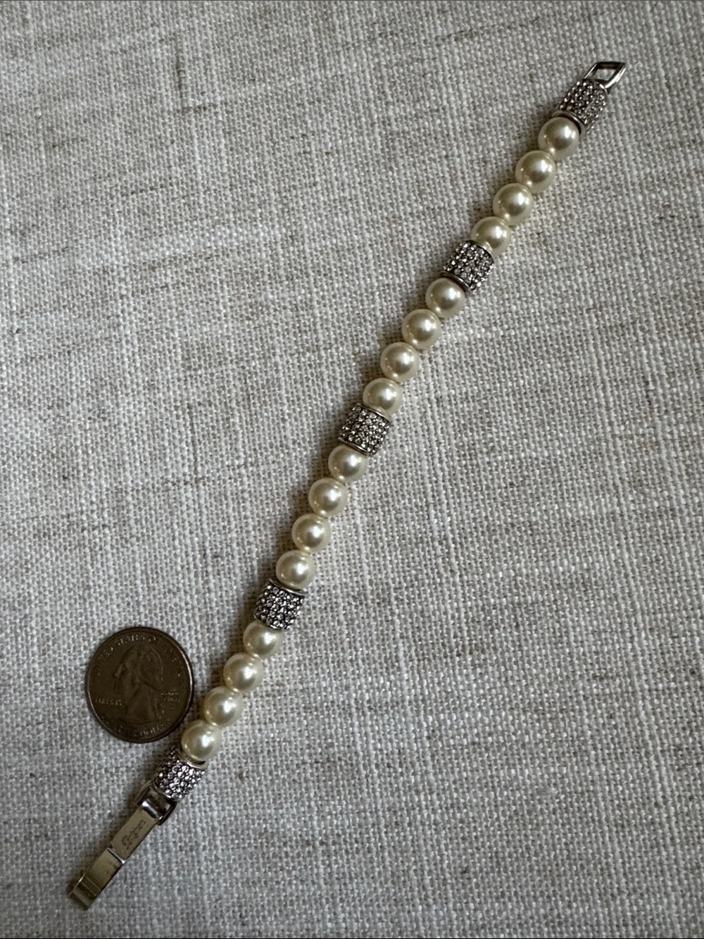 Brighton Meridian Ivory Pearl & Pave Silver Bracelet